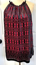 Max Studio Red & Black Jacquard Velvet Fairy Core Halter Tank Size M NWT