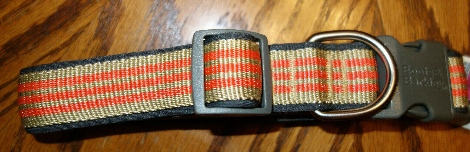 Boots Barkley Dog Collar Padded Cushion Adjustable Coral Khaki Stripe Size XL