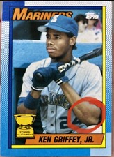 1990 Topps #336 Ken Griffey Jr. Rookie Rare Partial Blackless Bloody Scar RARE !