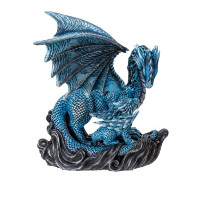 #ad #ad PT Fantasy Dragons Blue Water Dragon with Hatchling Resin Figure $63.70