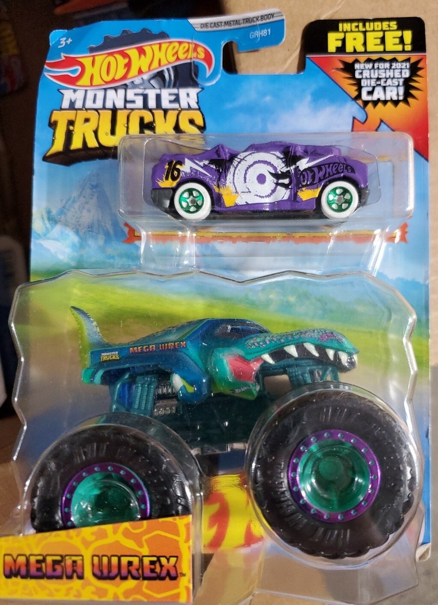 Hot Wheels Monster Truck 1/64 Mega Wrex with Crushable Car