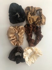  K Luxurious Satin Hair Ties x6 Browns Durable Hair Bands Fashionable Colors