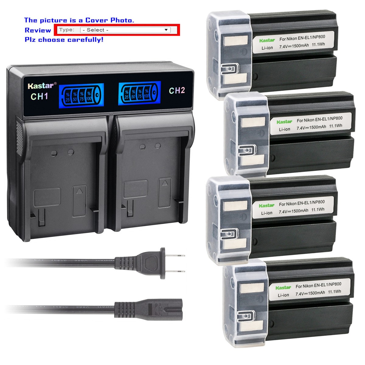 Kastar Replacement Travel Charger & Battery For Nikon EN-EL1 - Fits Coolpix 5700 Digital Camera