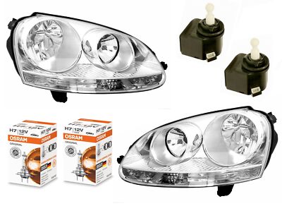 Scheinwerfer für VW Golf 5 V 2003-2009 mit OSRAM ORIGINAL H7 Birnen + Stellmotor