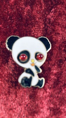Vintage 70's Panda Bear Pin/brooch light up flashing Eyes battery operated