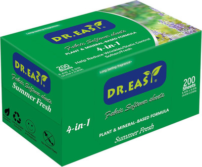 DR.EASY SUMMER FRESH Dryer Sheets Plant Based Formula 200 Ct Fabric Softener She
