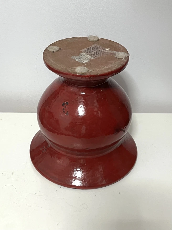 Tarro de fruta de cerámica esmaltada en rojo Foto 4 de 4