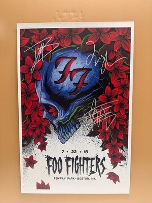 SIGNED FOO FIGHTERS Fenway 11x17 Band Poster COA by 3 band members - Ships FREE