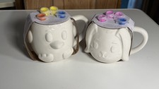Set of 2 White Ceramic Dog Face Figural Coffe...