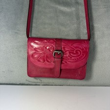 Patricia Nash Torri Crossbody Bag Small Dark Pink Embossed Leather Tooled Look