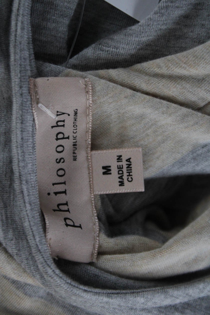 philosophy Womens Basic Beige Geometric Striped T… - image 6