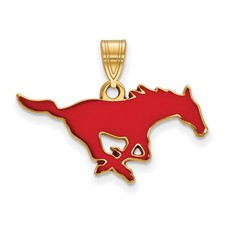 Yellow Sterling Silver LogoArt Southern Methodist University Mustang Med Pendant
