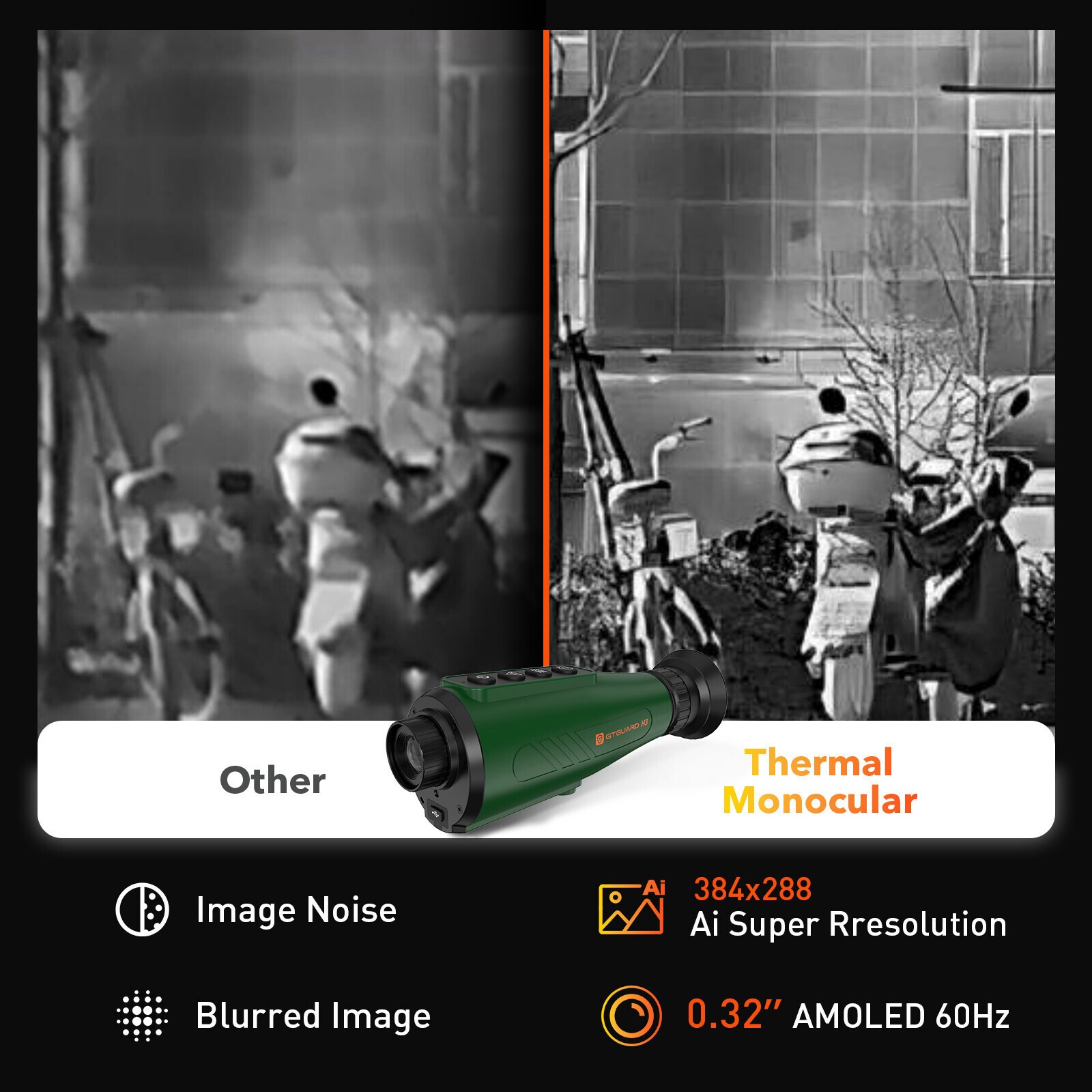 Thermal Monocular AI 384x288 8X Zoom Handheld Thermal Imaging Scope for Hunting