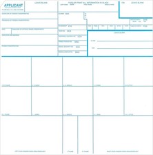 Fingerprint Cards, Applicant FD-258, 5 Cards White with blue lines