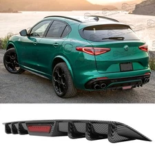 Carbon Fiber Style Rear Diffuser Lower Bumper Lip 6-Fins For Alfa Romeo Stelvio