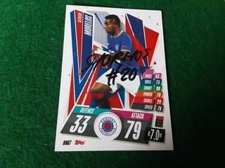 RANGERS ALFREDO MORELOS Hand Signed SPL Match Attax Football Trading Card