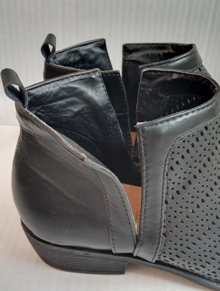 Botas de tornozelo femininas retrô preppy com divisão lateral restrita tamanho 7.5 - Imagem 2 de 4