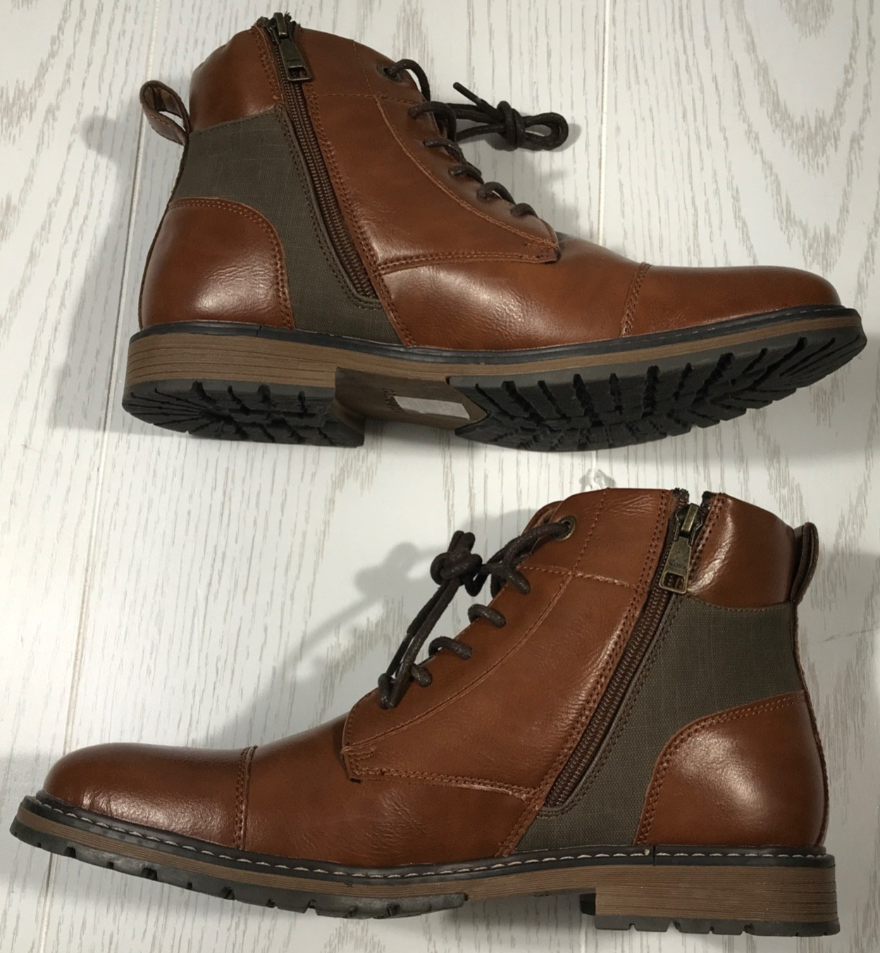 10.5 Brown Buckle Leather Side Zip Ortholite Insole