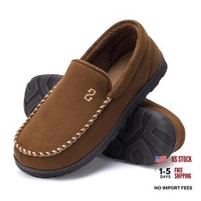Men's Moccasin Slippers With Memory Foam, House Shoes for Indoor 11 Camel
