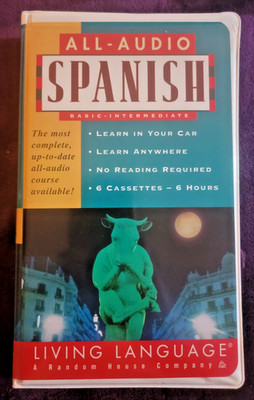 Living Language All-Audio Spanish Basic Intermediate ~ 4 Cassettes + Book 1997