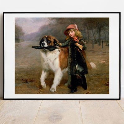 Kunstdruck Mädchen mit Hund Ab in die Schule von Barber Poster Galerie Wandbild Hund Kunst