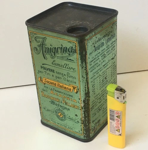 ANIGRINA LAMINATED TIN BOX BASCHIERI PELLAGRI BOLOGNA HUNTING POWDER