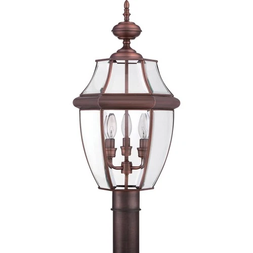 Quoizel NY9043 Pewter Newbury 3-Light 23"H Post Lantern With Clear Glass - Picture 8 of 9