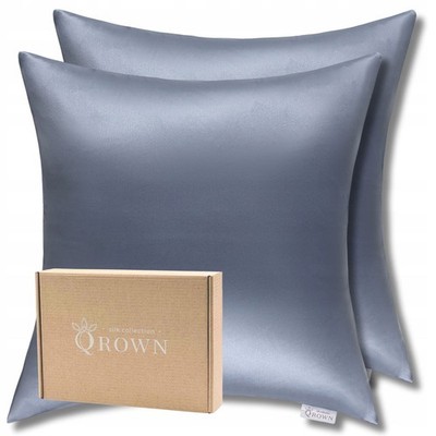 2x Pillowcase 40x40cm Grey-blue Bedding made of Mulberry Silk & Cotton