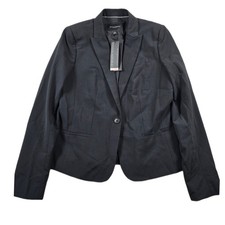 Banana Republic Blazer Women 4 Black Italian Wool Classic Fit Marzotto NEW