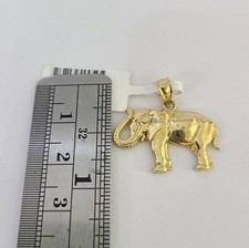 10K Yellow Gold Elephant Charm Pendant   Real 10kt Necklace for Men  Women