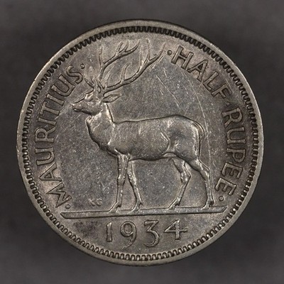 1934 Mauritius Silver 1/2 Rupee