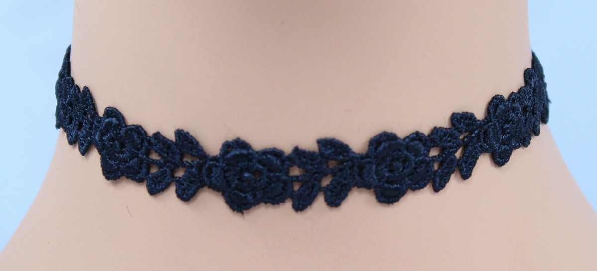 Choker In Pizzo Floreale Vintage Nero: Collana In Costume - Foto 7