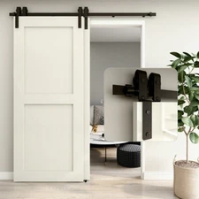 Heavy Duty Sliding Barn Door Hardware Single Track Bypass Double Doors Kit Black