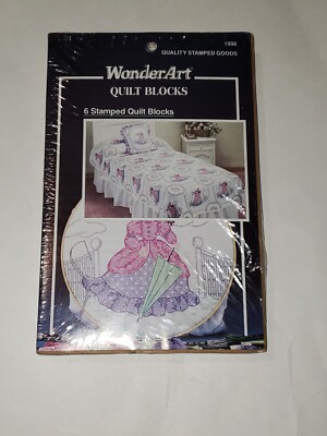 WONDERART 6 Stamped Cross Stitch Quilt Blocks 16X16'' #1998 Young Scarlet