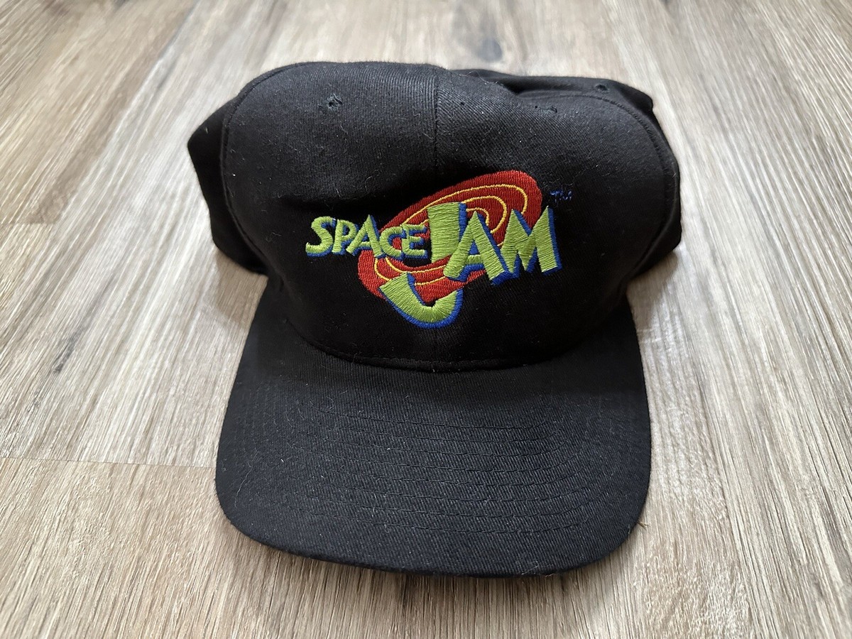 Vintage 1990s Space Jam Snapback Hat Warner Bros. Black Cotton New
