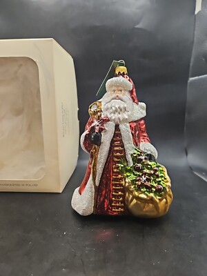 Glassware Studio Blown Glass Santa Claus With Presents Ornament Made In ...