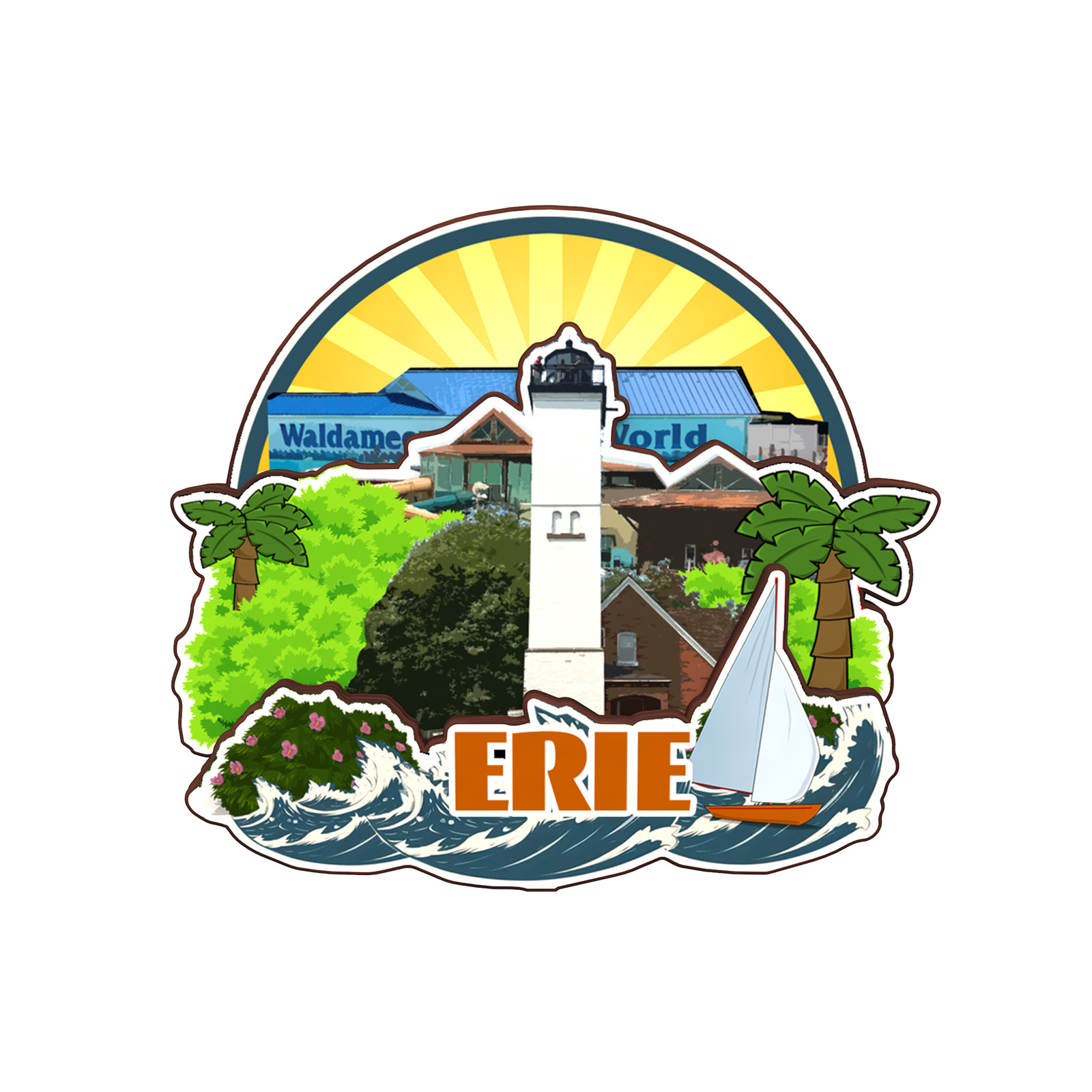 Erie Pennsylvania USA Refrigerator magnet 3D travel souvenirs wood