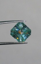Moissanite Gemstone, Square Ascher cut Aqua Sparkling Moissanite 10 mm 4.10 Ct