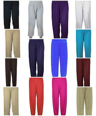 New Ladies Plain Colours Jersey Hareem Harem Ali Baba Loose Pants