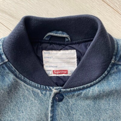 Supreme NYC Washed Knockout Denim Varsity Jacket Men Medium Supreme NYC Washed Knockout Denim Varsity Jacket Men Medium