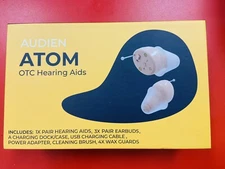 Audien ATOM Rechargeable Hearing Amplifier to Aid and Assist Hearing, BRAND NEW