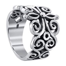 925 Sterling Silver Vintage Boho Floral Filigree Ring