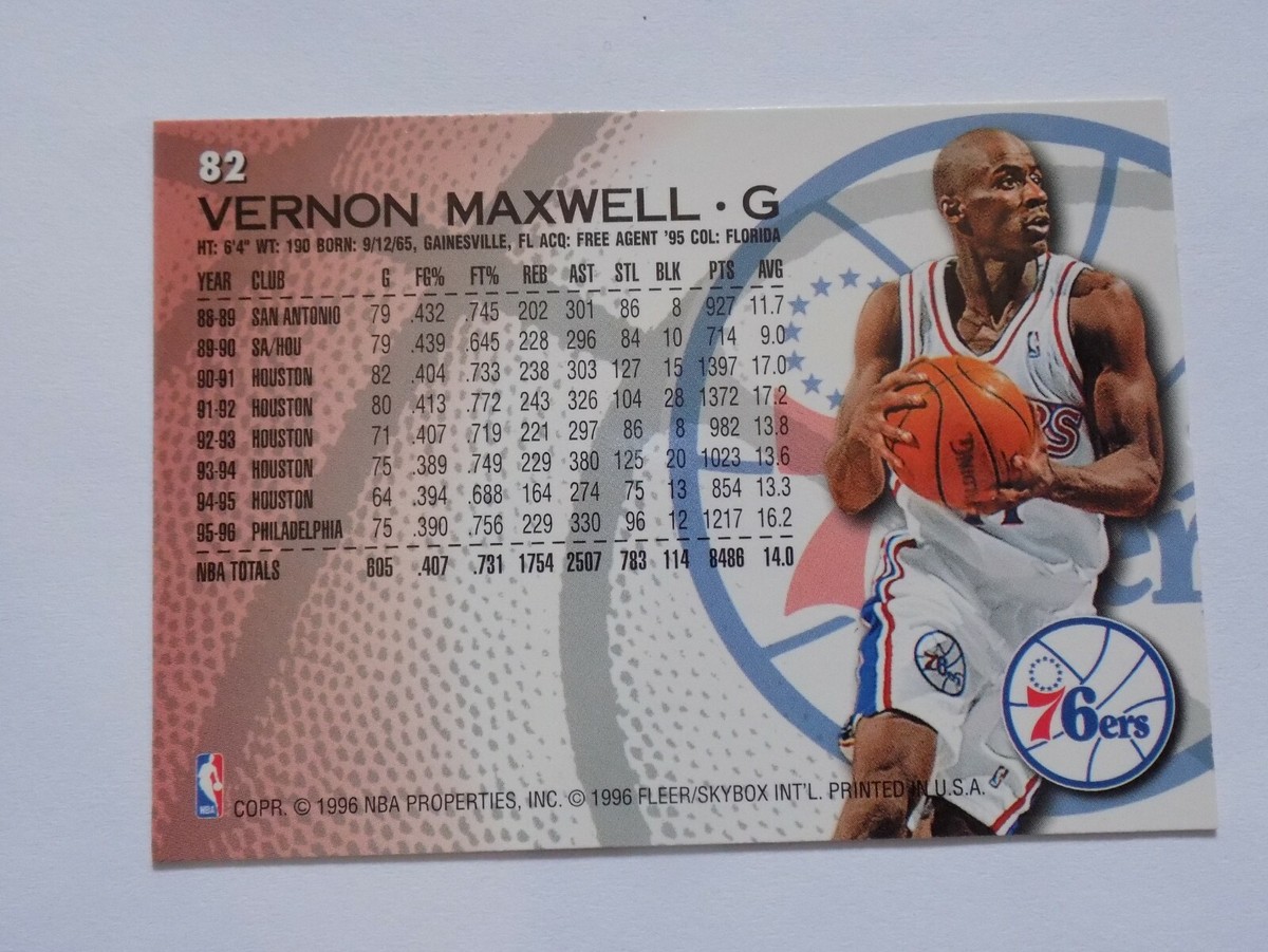 1996-97 Fleer Card #82 Vernon Maxwell with Michael Jordan Bulls