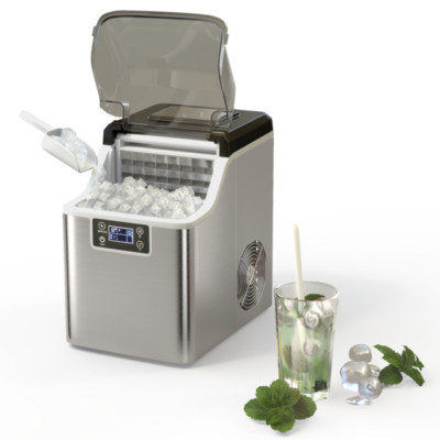 Costway 25064US-SL 40lbs/24h Portable Countertop Ice Maker - Stainless Steel