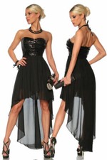 Abendkleid mit Pailletten Partykleid Cocktailkleid Vokuhila assymetrisch schwarz