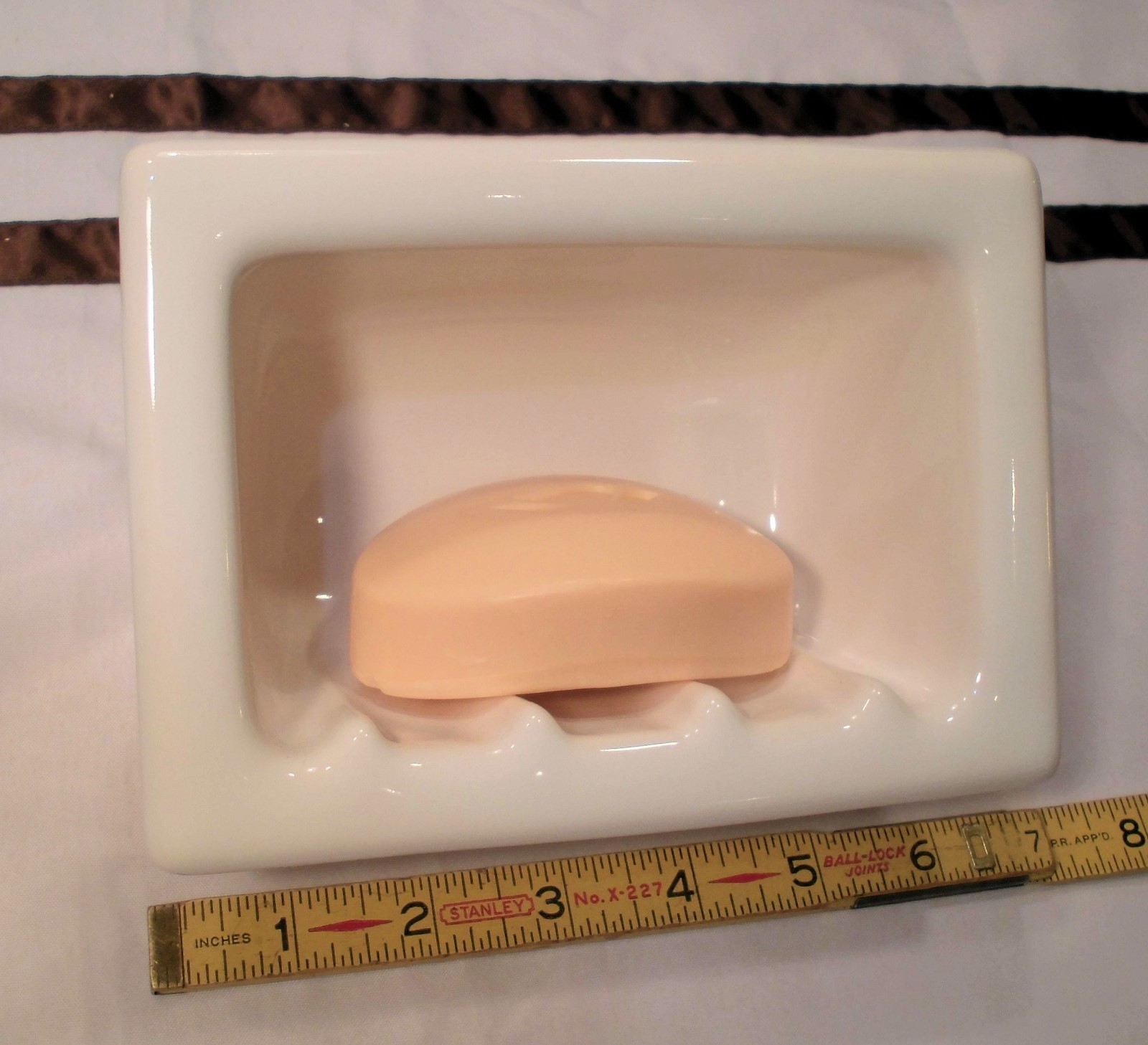 *Bright Glossy White* Ceramic full Recessed Soap DishNiche...4" X 6