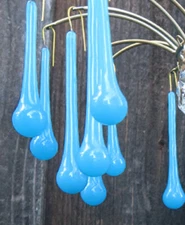 12 Art glass prism bead robin Egg Opaline Blue lamp chandelier part 3" turquoise