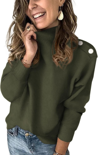 Women'S 2025 Fall Winter Long Sleeve Knit Sweater Turtleneck Striped Loose Pullo