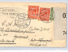 GB WW1 Cover *BUY NATIONAL WAR BONDS NOW* Slogan Netherlands 1918 Censor YA157