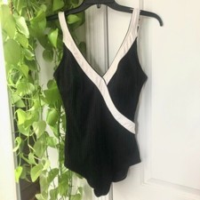 Vintage Black and White Body Suit / Swimsuit size medium